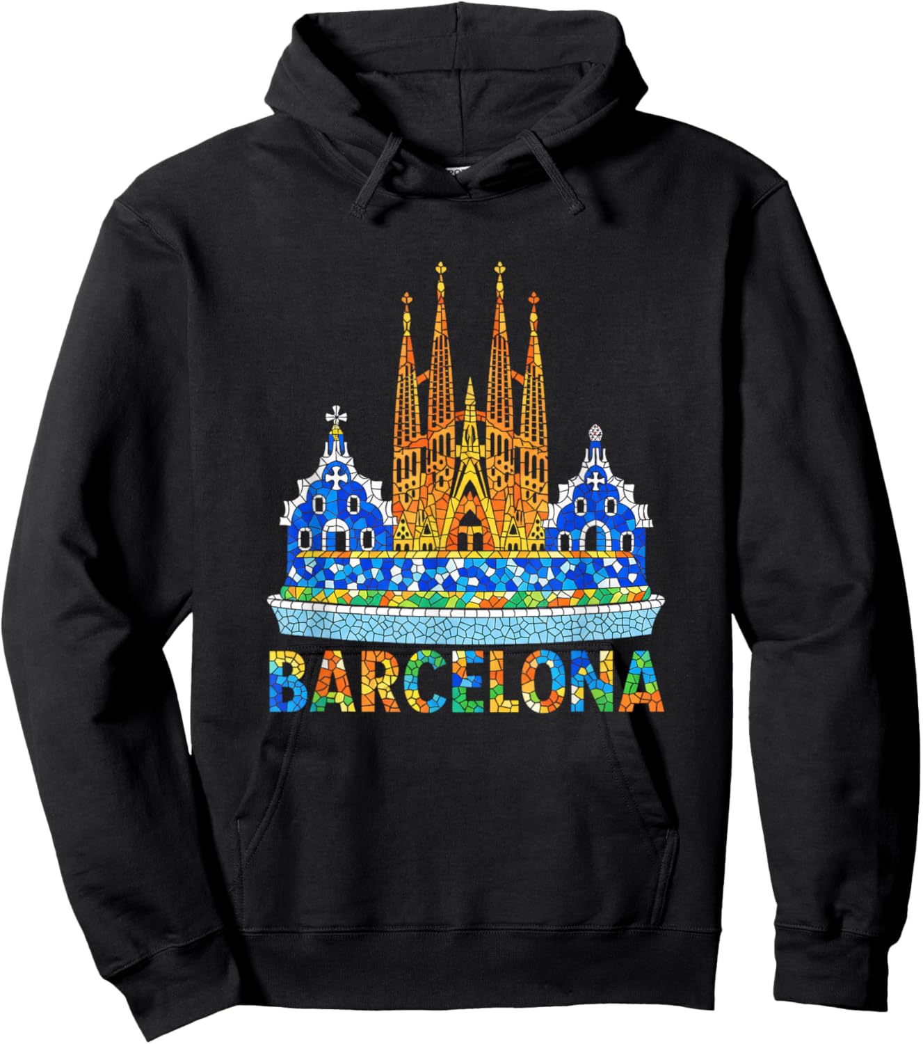 Barcelona Sagrada Familia Mosaic Travel Souvenir Vacation Hoodie - Hoodie | Black