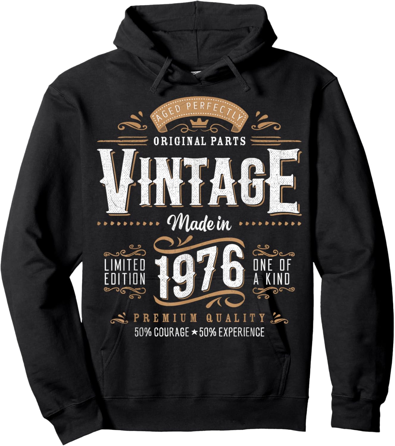 Vintage 1976 Label 50th Birthday Gift Men Women 50 Year Old Hoodie - Hoodie | Black