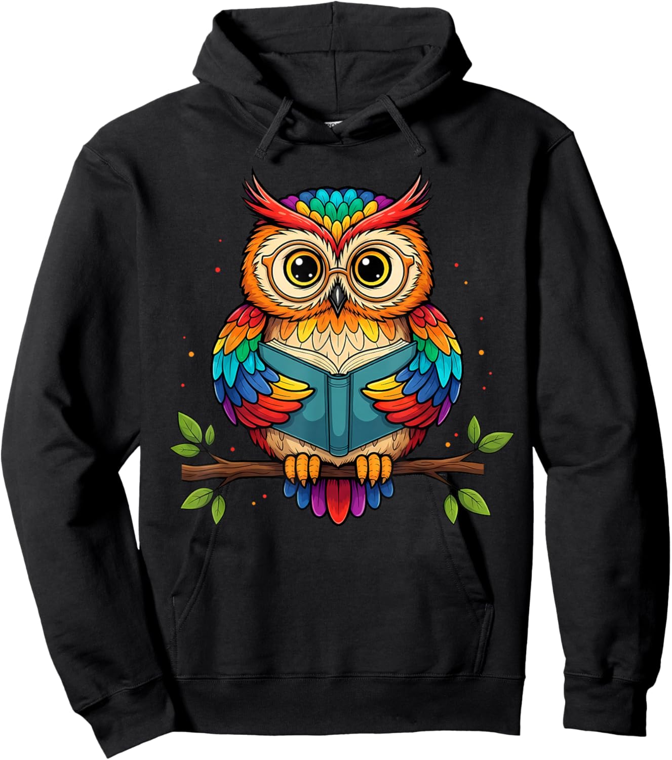 Cute Owl Reading Book with Glasses Owl Animal Lover Hoodie - Hoodie | Black