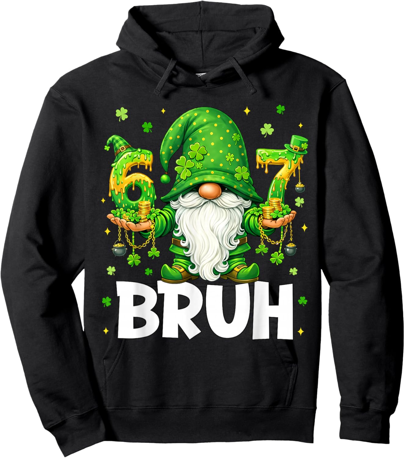 Gnomes 67 Six Seven 6 7 Bruh Shenanigans St.Patricks Day Men Hoodie - Hoodie | Black