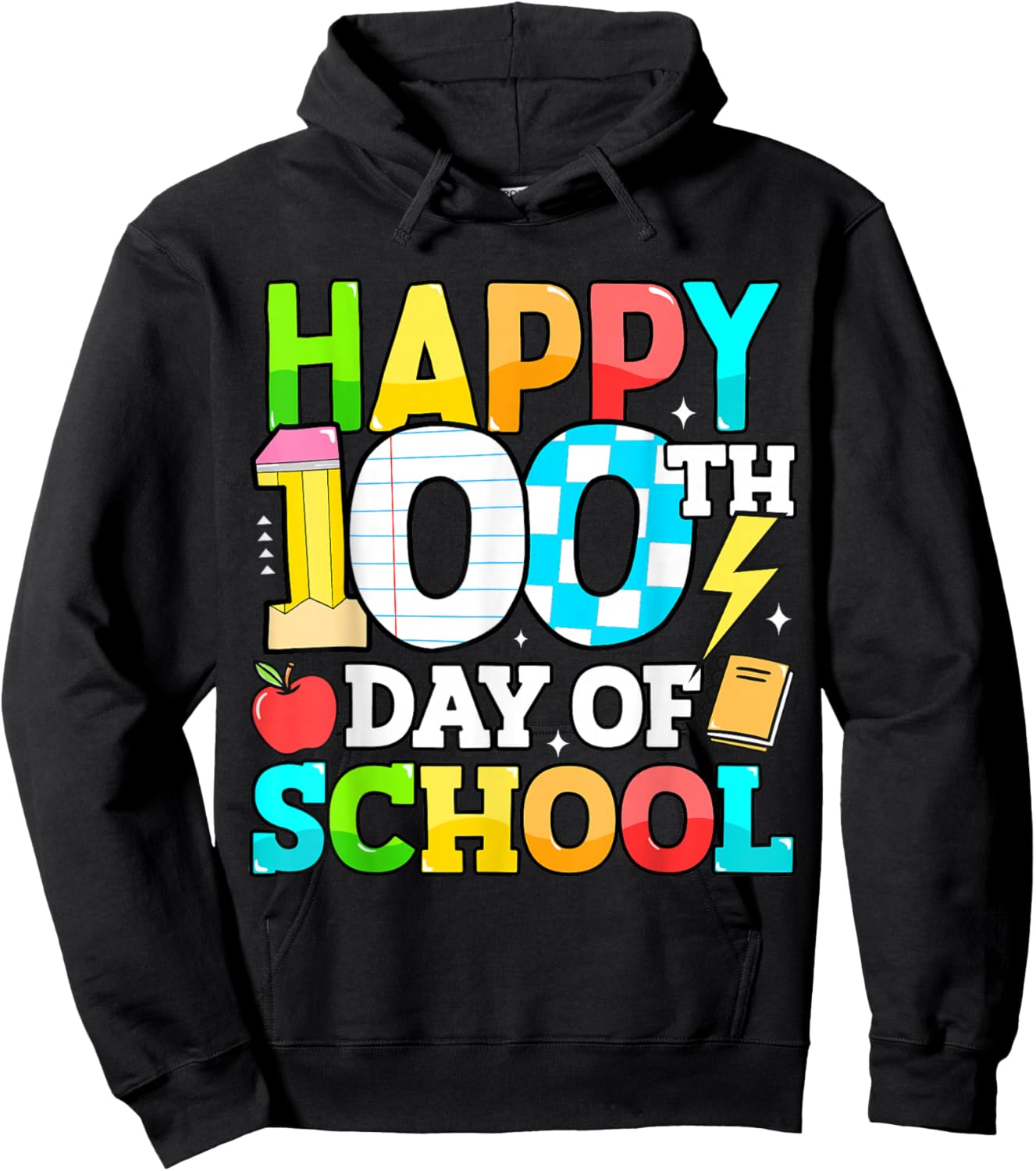 Happy 100 Days of School Teacher 100th Day of School Kids Hoodie - Hoodie | Black