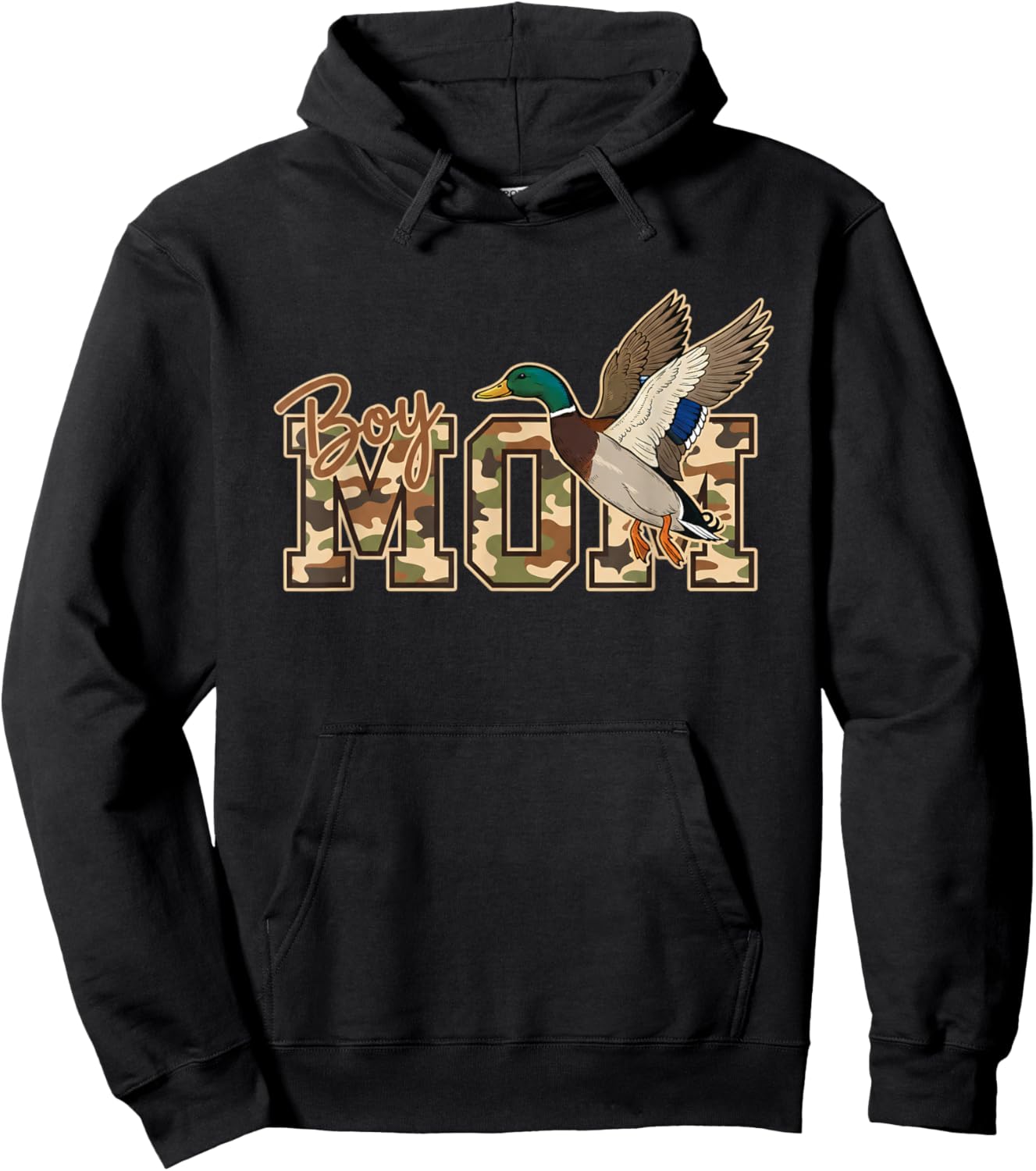 Boy Mom Duck Hunting Camo Family Outdoor Dad Hoodie - Hoodie | Black