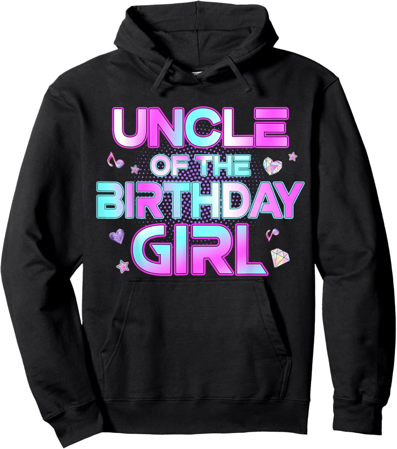 Uncle of The Birthday Girl Matching Family Birthday Party Hoodie - Hoodie | Black