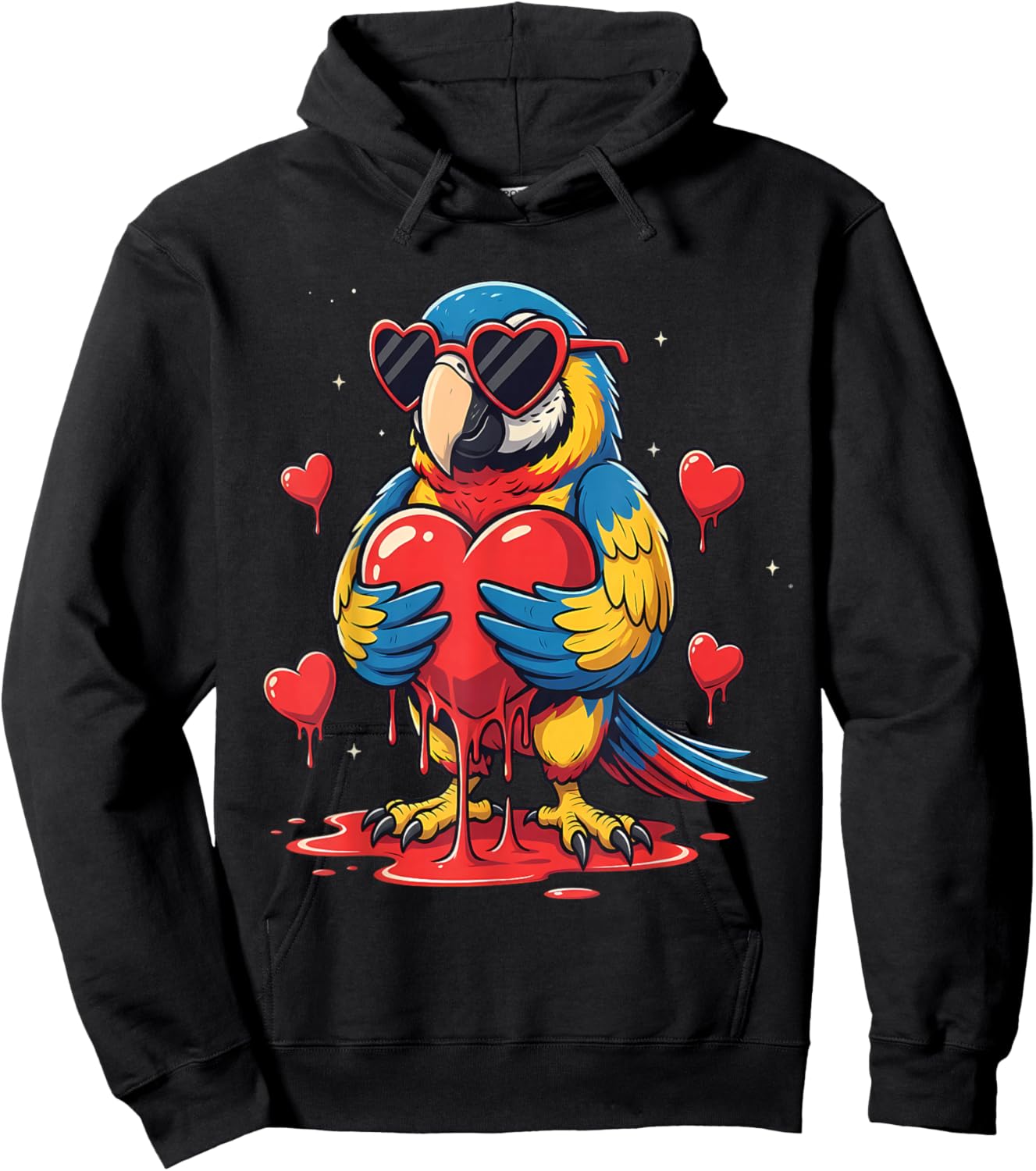 Valentines Day Bird Cute Valentine Parrot Lover Hoodie - Hoodie | Black