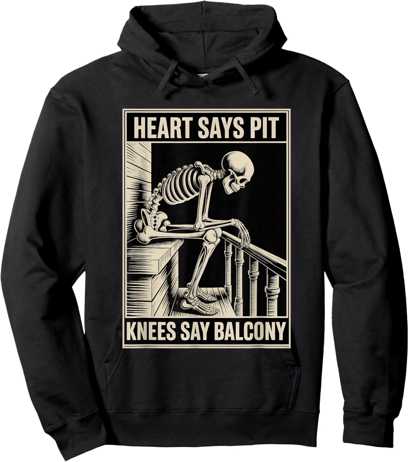 Heart Says Pit Knees Say Balcony Rock Music Concert Funny Hoodie - Hoodie | Black