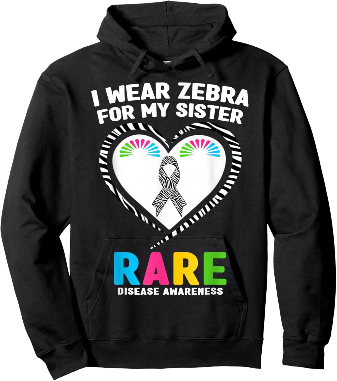 Rare Disease Day 2026 Shirt - I Wear Zebra for My Sister Hoodie - Hoodie | Black