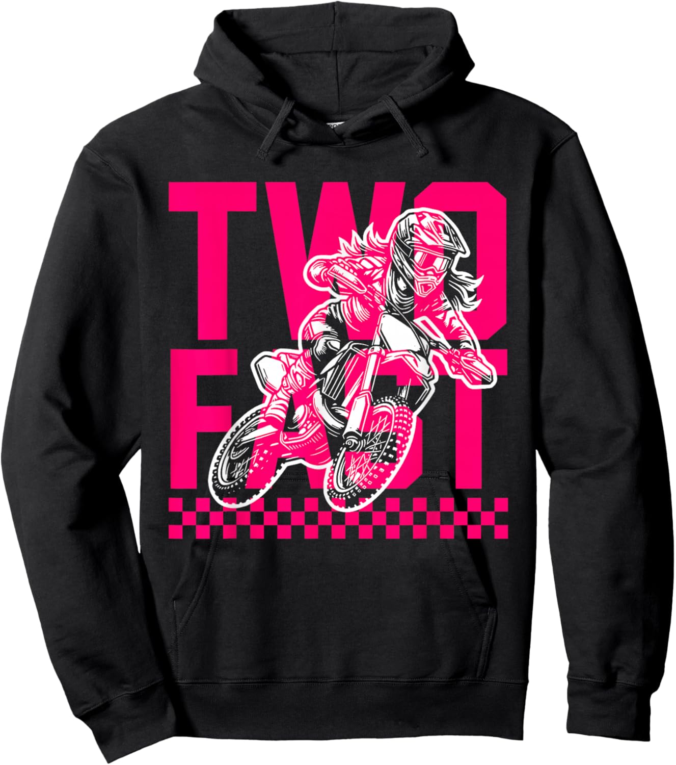 Girl Race Dirt Bike 2nd Birthday Decorations Two Fast Hoodie - Hoodie | Black
