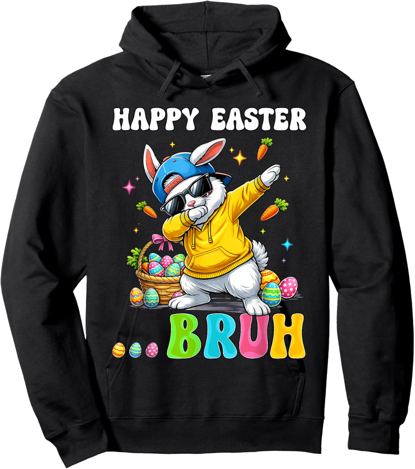 Dabbing Rabbit Easter Day Eggs Dab Boys Girls Kid Gift Bunny Hoodie - Hoodie | Black