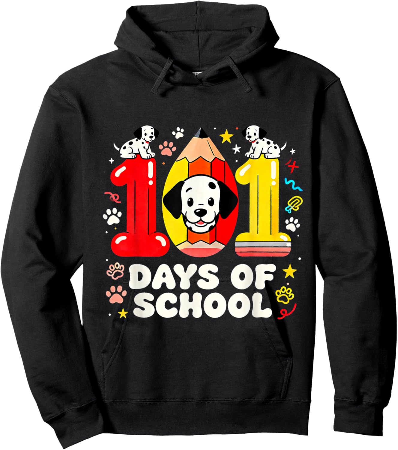 101 Days of School Cute Puppy Classroom Design Hoodie - Hoodie | Black