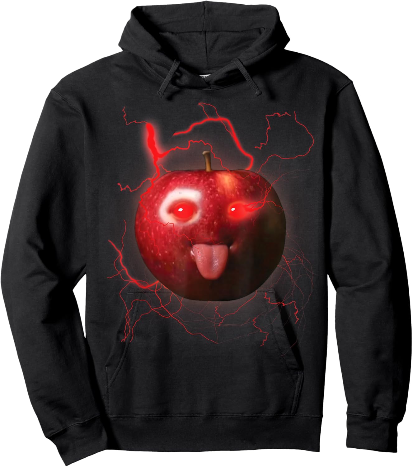 Funny Silly AI Apple gen z Meme BrainRot Humor Tongue Out Hoodie - Hoodie | Black