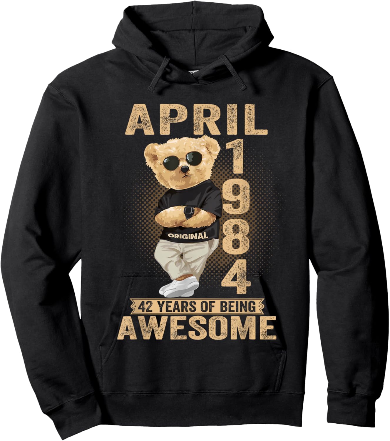 April 1984 42nd Birthday 2026 Women 42 Years Teddy Bear Hoodie - Hoodie | Black