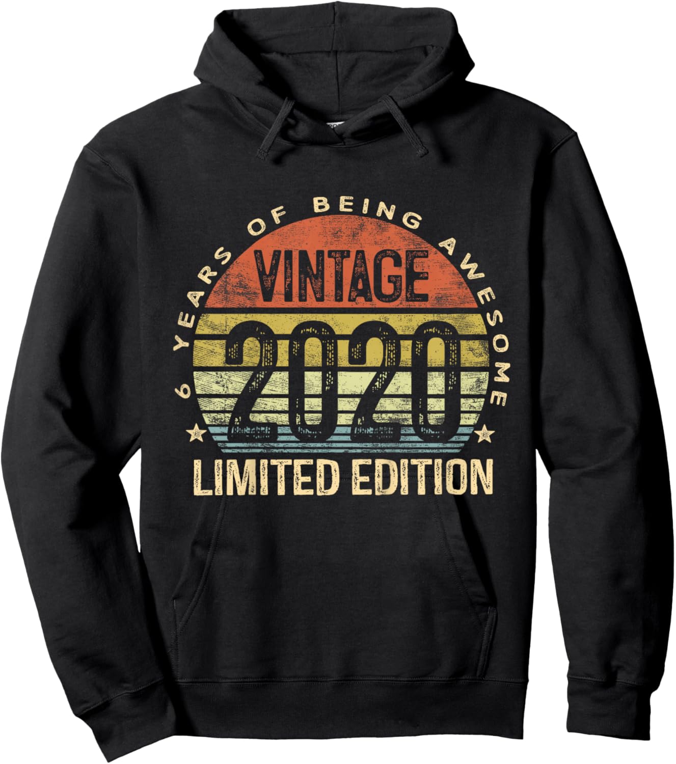 Vintage 2020 Limited Edition 6-Year-Old 6th Birthday Hoodie - Hoodie | Black