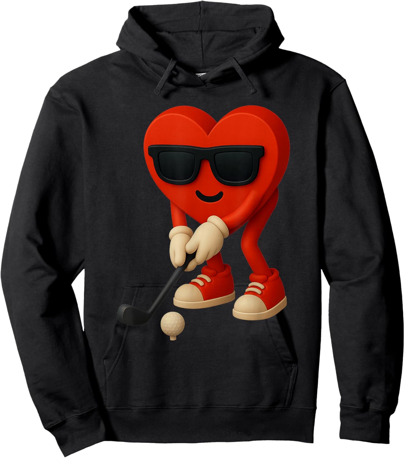 Golf Valentines Day Cute Heart Golfer Love Funny Boys Kids Hoodie - Hoodie | Black