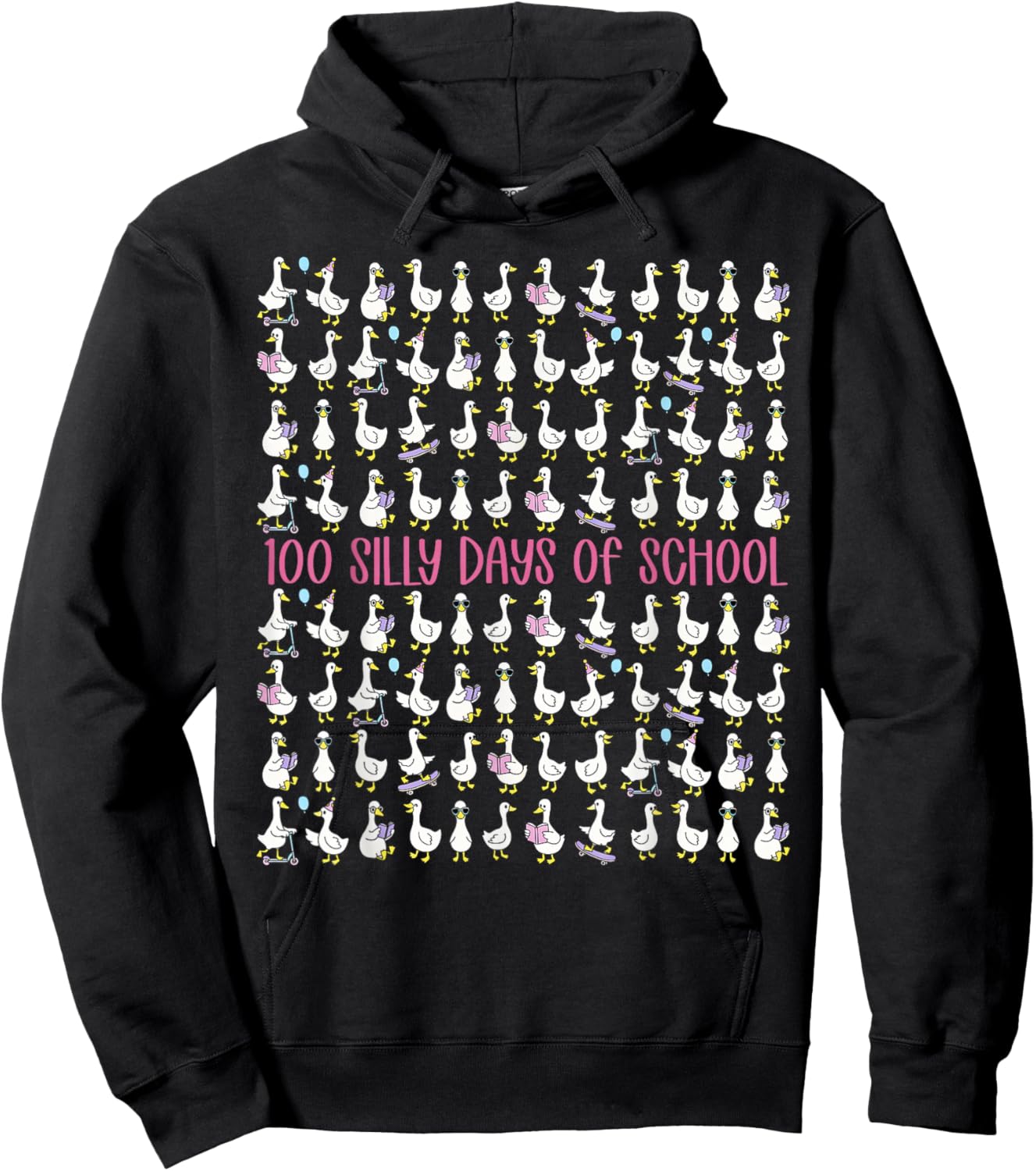 100 Silly Days of School Goose Preschool Kindergarten Kids Hoodie - Hoodie | Black