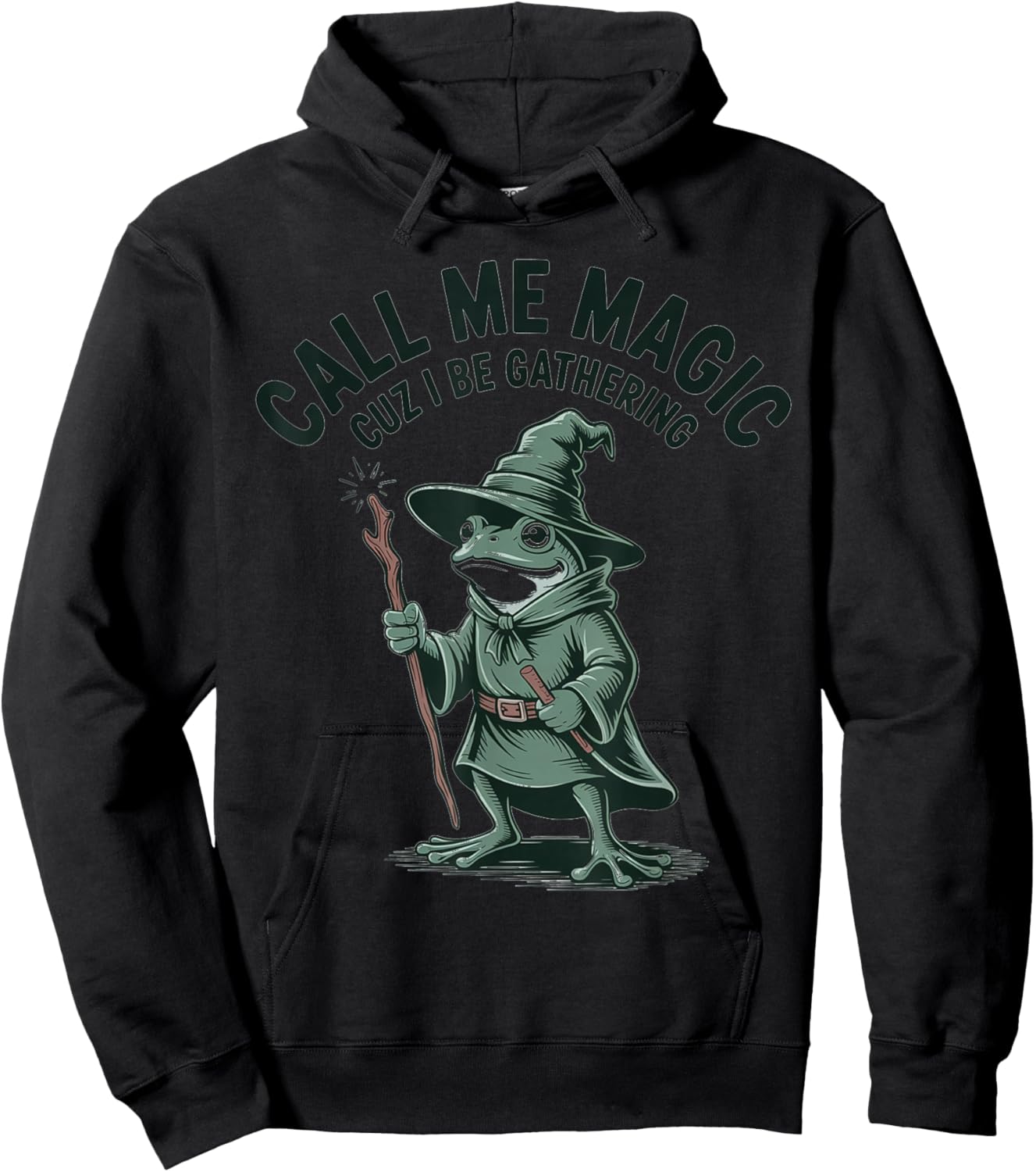 Call Me Magic Cuz I Be Gathering, Funny Wizard Frog Meme Hoodie - Hoodie | Black