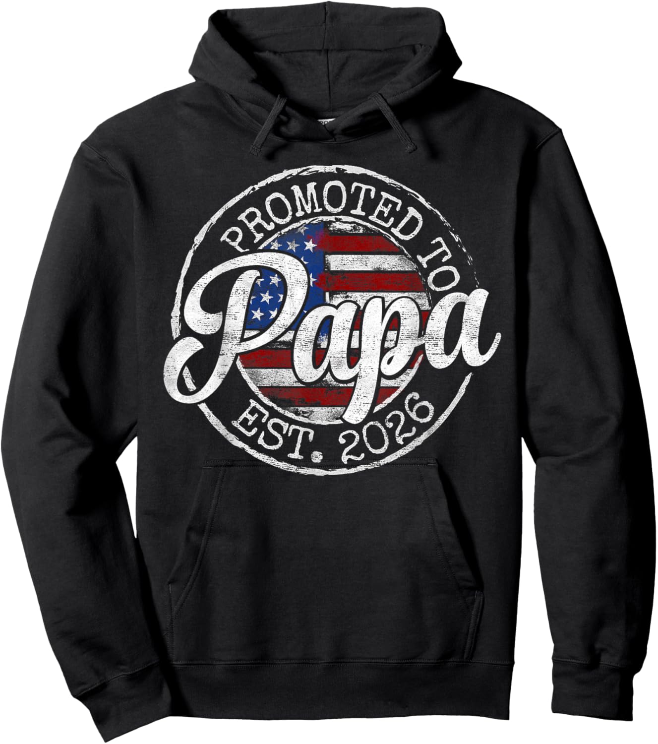 Promoted to Papa Est 2026 Stamp First Time Dad to Be Hoodie - Hoodie | Black
