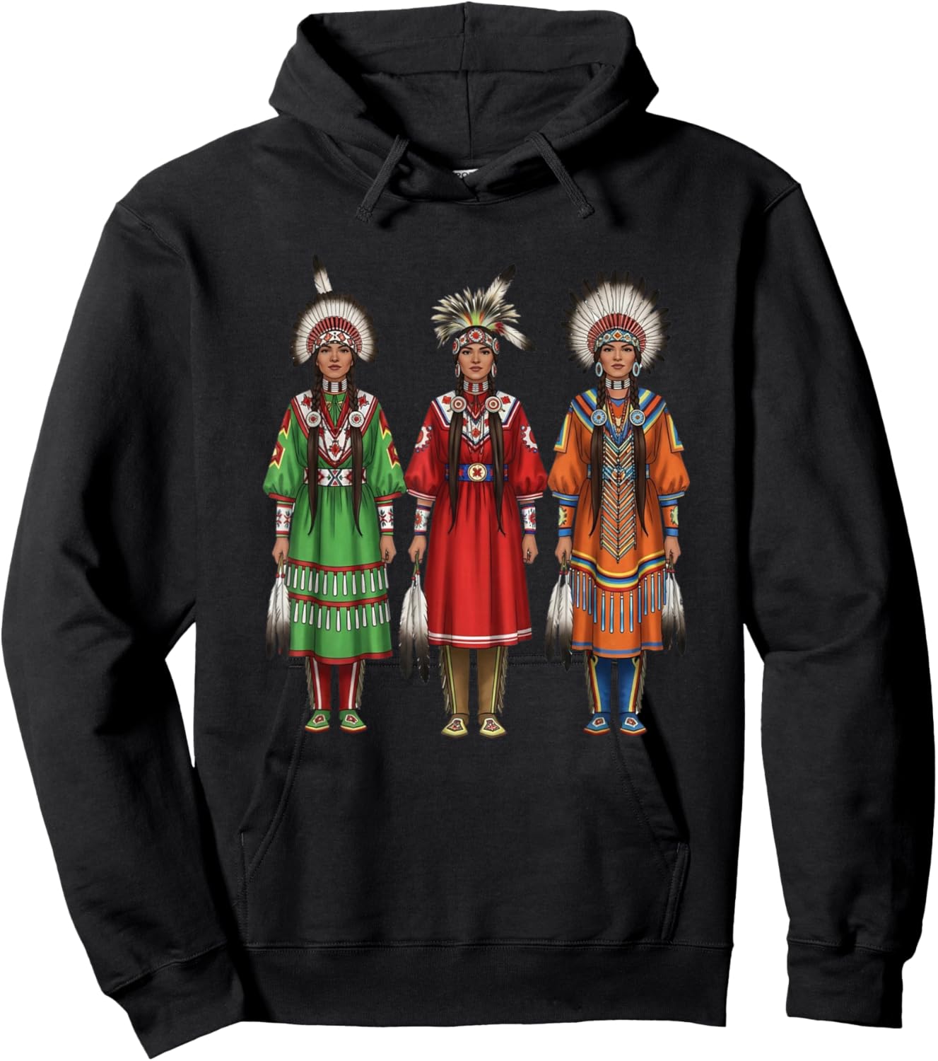 Native American Feather Indian Chief Headdress Pride Artwork Hoodie - Hoodie | Black