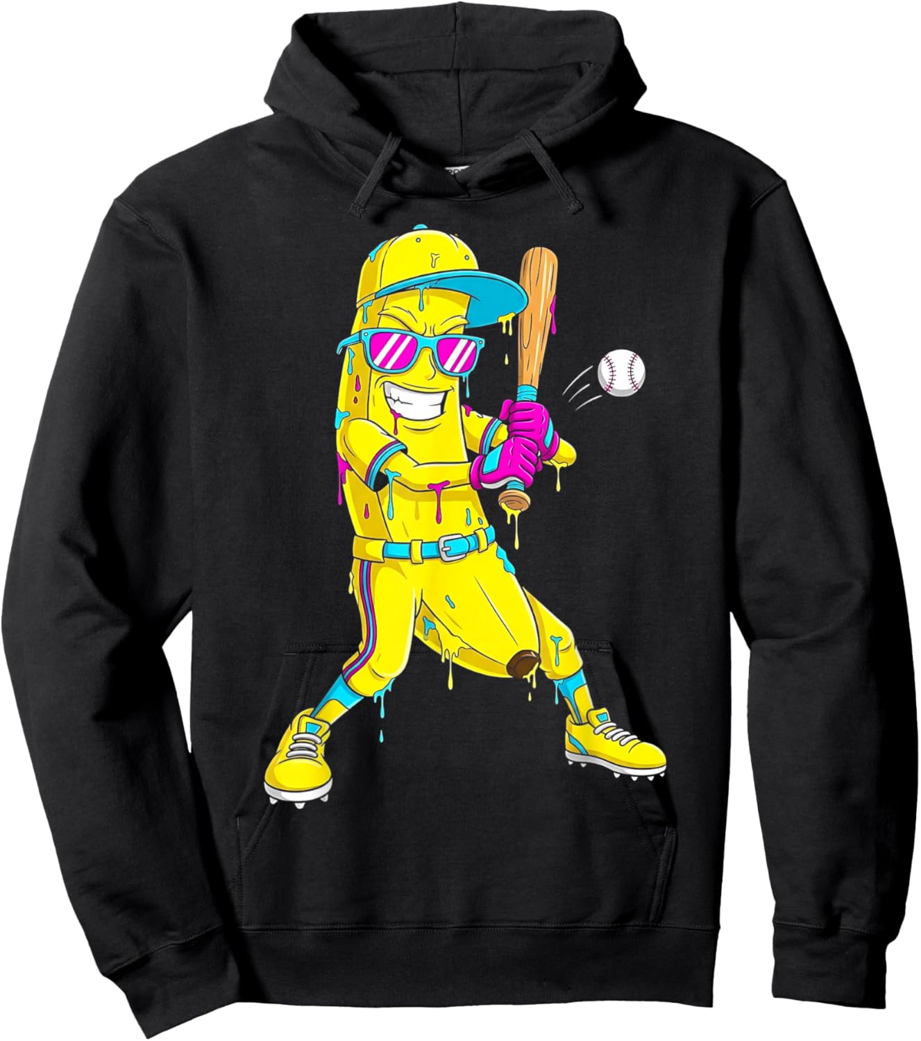 Banana Funny Baseball Drip Kids Youth Boys Girls Hoodie - Hoodie | Black
