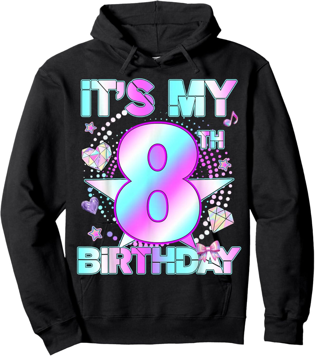 8 Years Old Birthday Kpop Kids Toddler 8th Birthday Girl Hoodie - Hoodie | Black