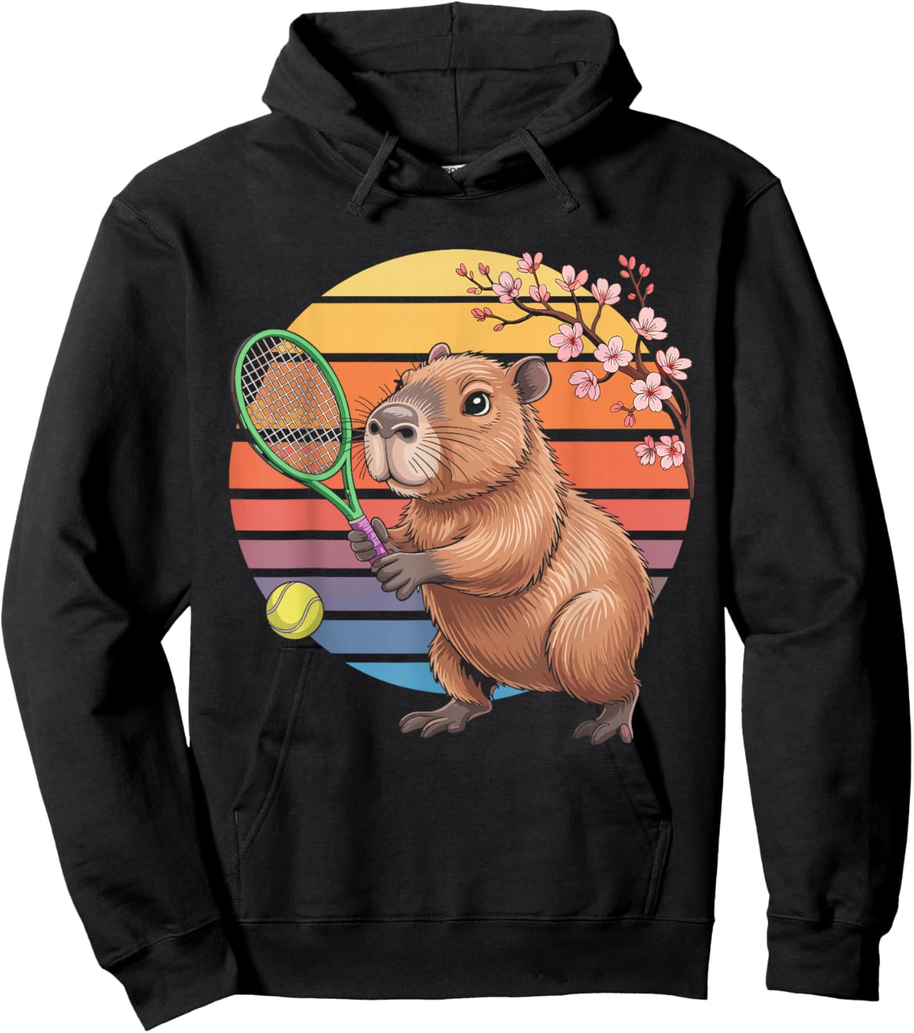Funny Tennis Capybara Hoodie - Hoodie | Black