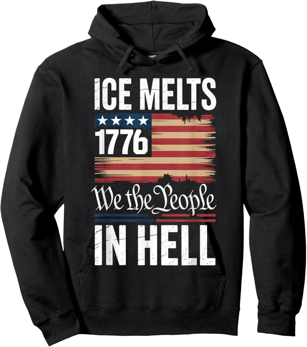 Vintage ICE Melts in Hell Protest Statement Hoodie - Hoodie | Black