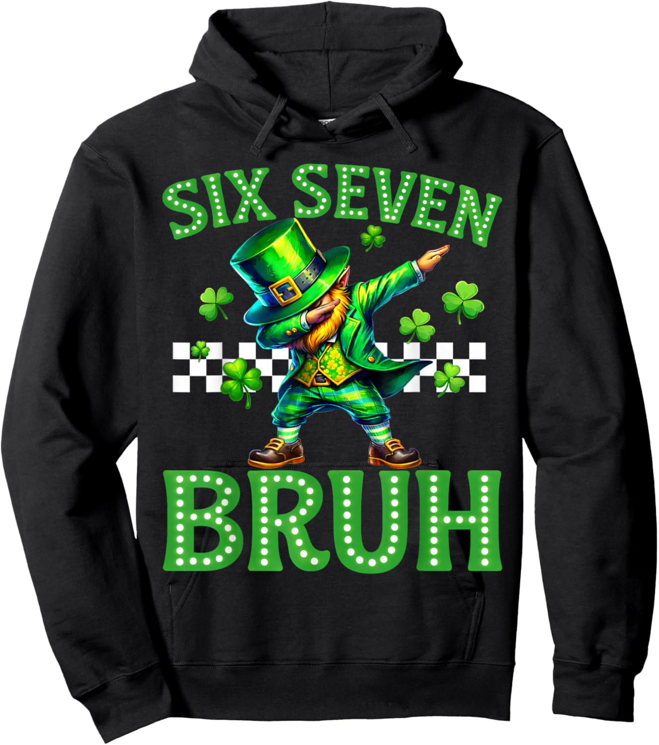 Boys st Patricks Day 67 Leprechaun Dab Six Seven Bruh Kids Hoodie - Hoodie | Black