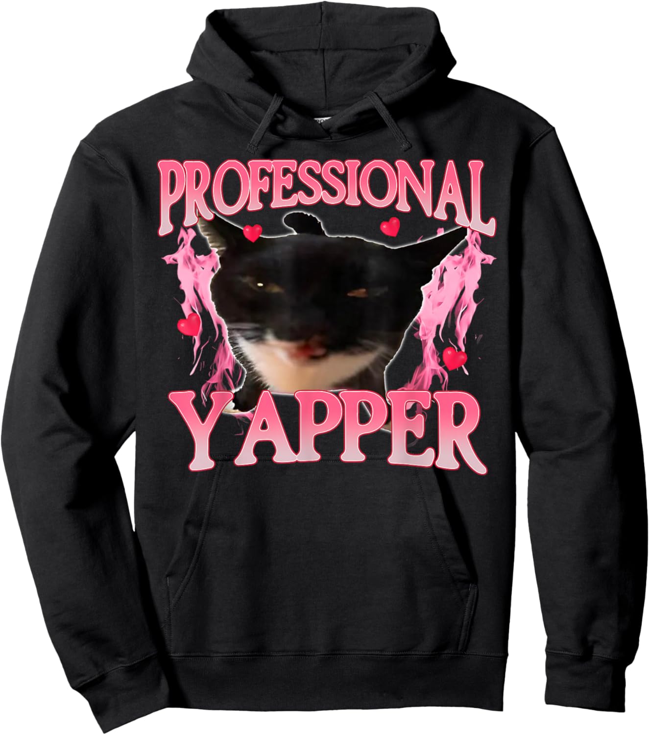 Funny Oddly Specific Dank Professional Yapper Cat Meme Hoodie - Hoodie | Black