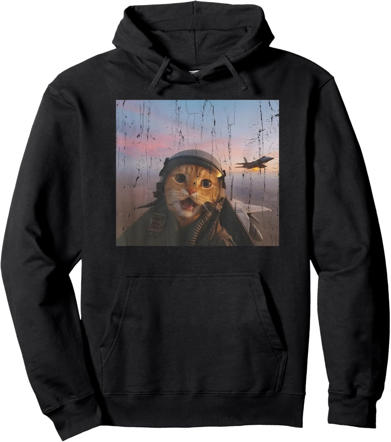 Funny Fighter Pilot Cat Hoodie - Hoodie | Black