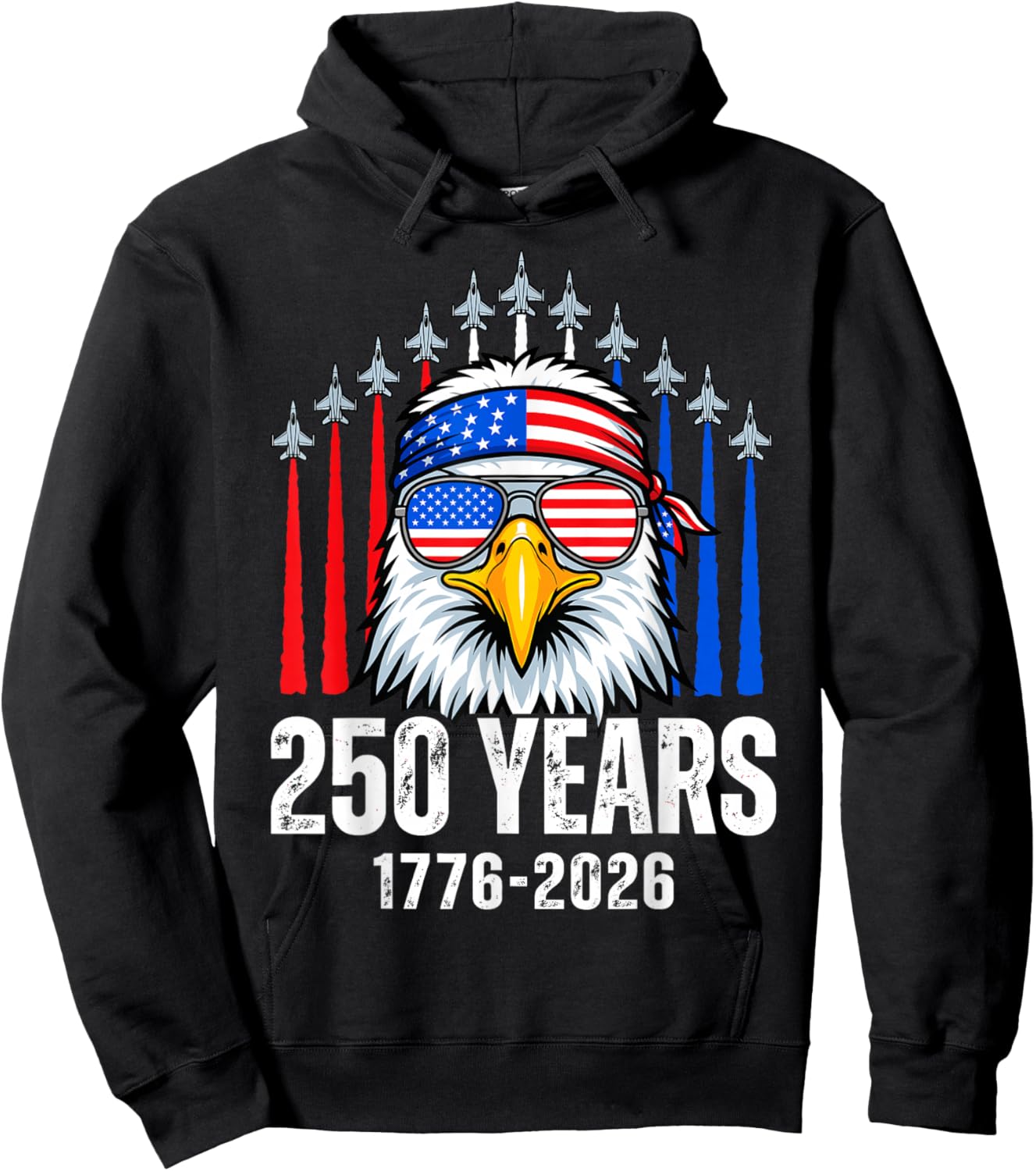 250 Anniversary USA Patriotic Eagle 250th 4th of July 2026 Hoodie - Hoodie | Black