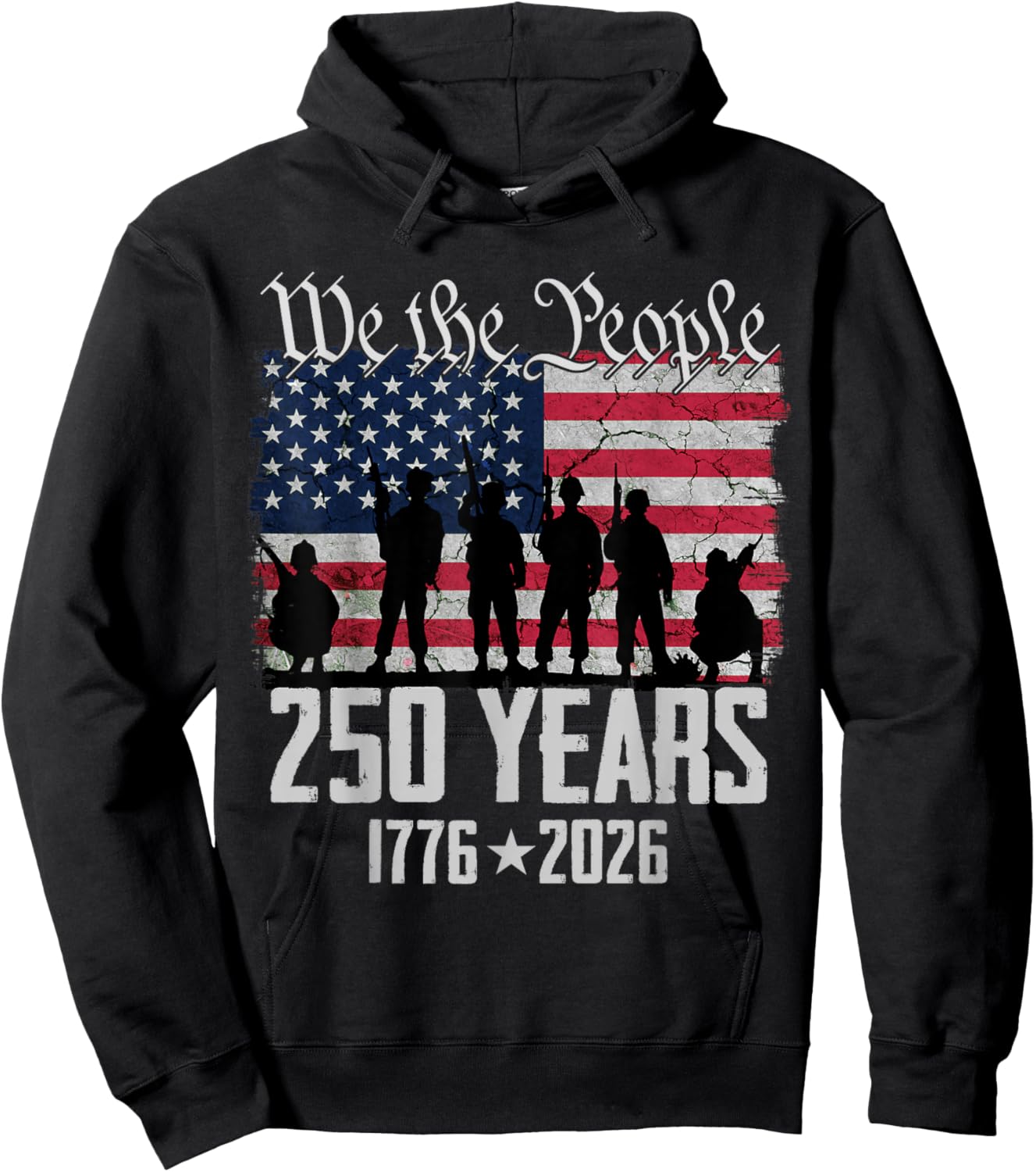 Flag Vintage 250 Years American 1776 2026 250th USA Birthday Hoodie - Hoodie | Black