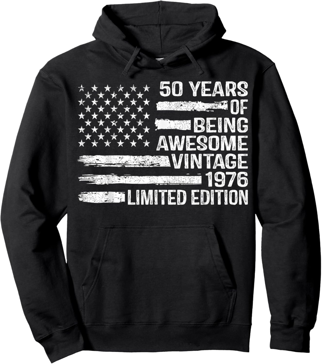 50 Years Old Birthday Vintage American Flag 50th Birthday Hoodie - Hoodie | Black