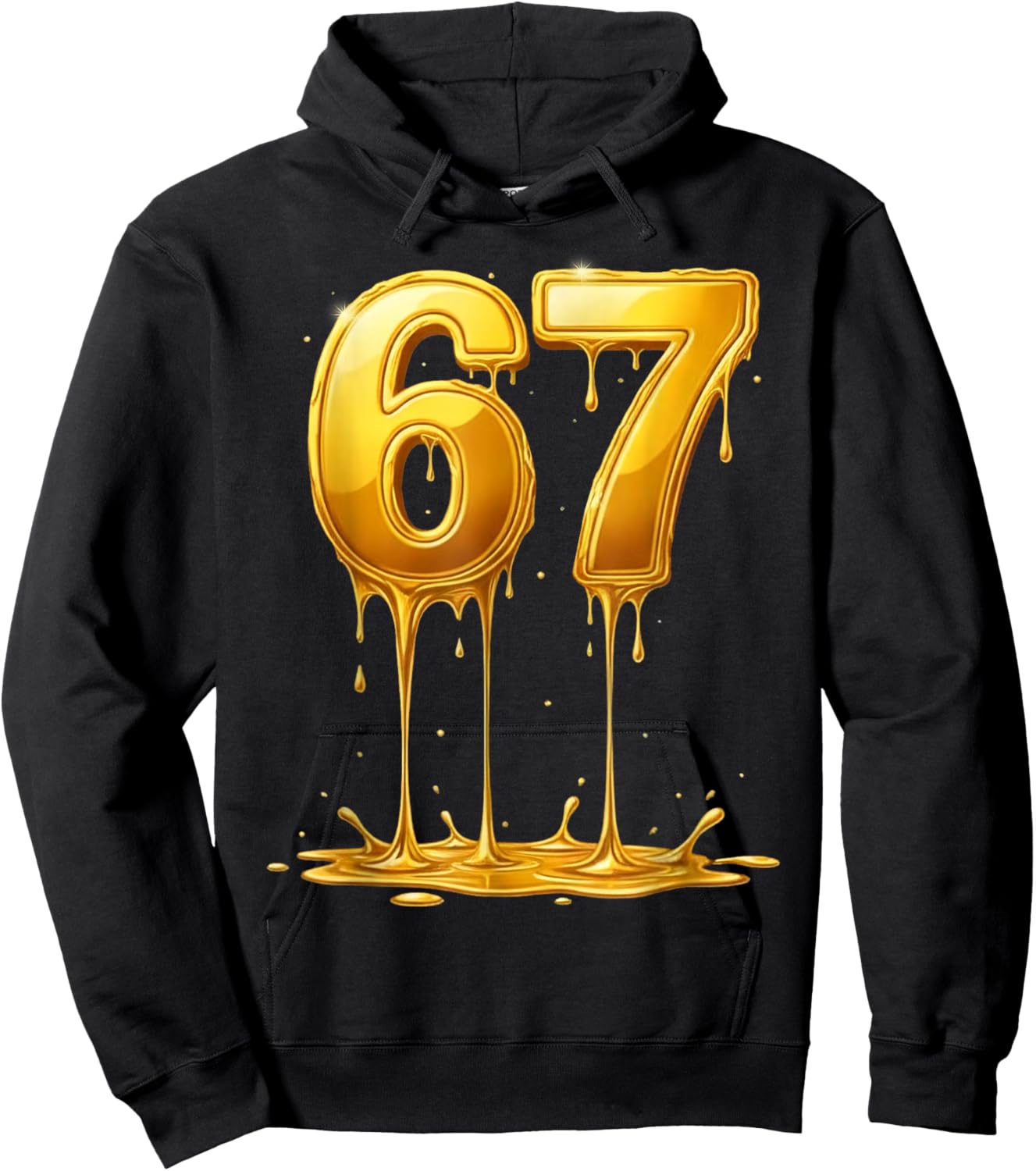 67 Meme Six Seven 6 7 Gold Drip Teens Boys Kids Dripping 67 Hoodie - Hoodie | Black