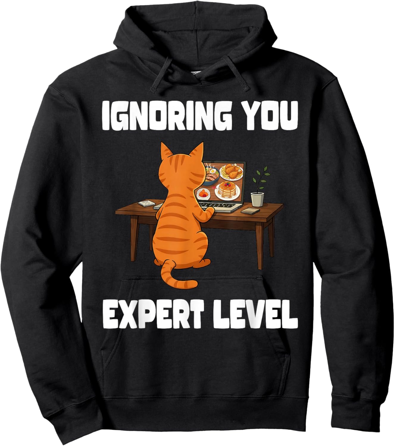 Funny Cat Ignoring You Expert Level Orange Tabby Introvert Hoodie - Hoodie | Black