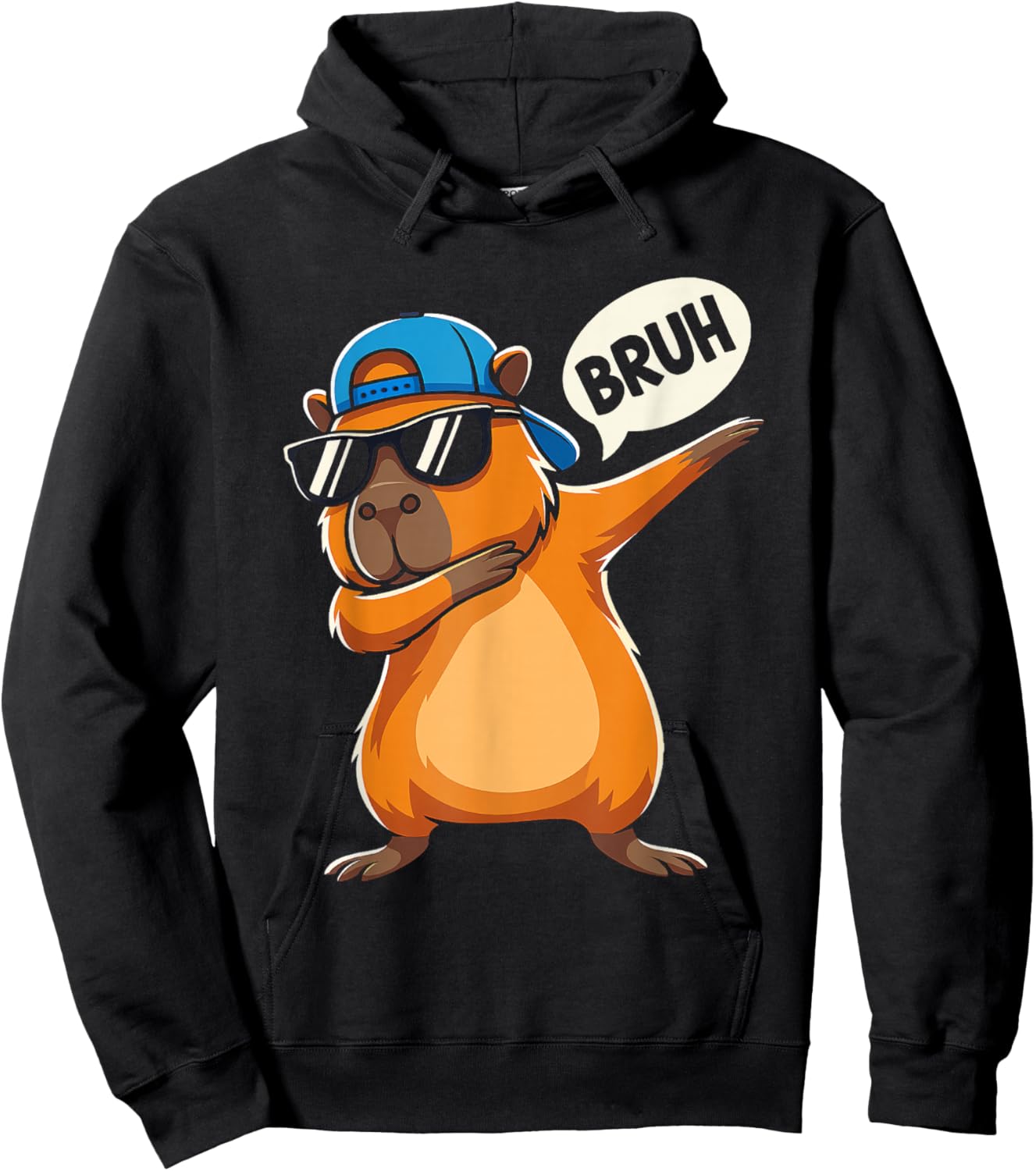 Bruh Cute Dabbing Capybara Animal Boys Men Kids Hoodie - Hoodie | Black