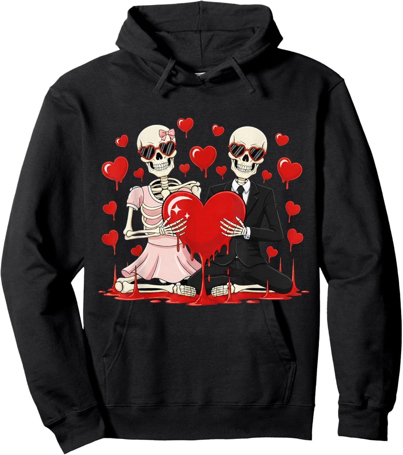 Valentine Skeleton Lover Cute Valentines Day Hoodie - Hoodie | Black