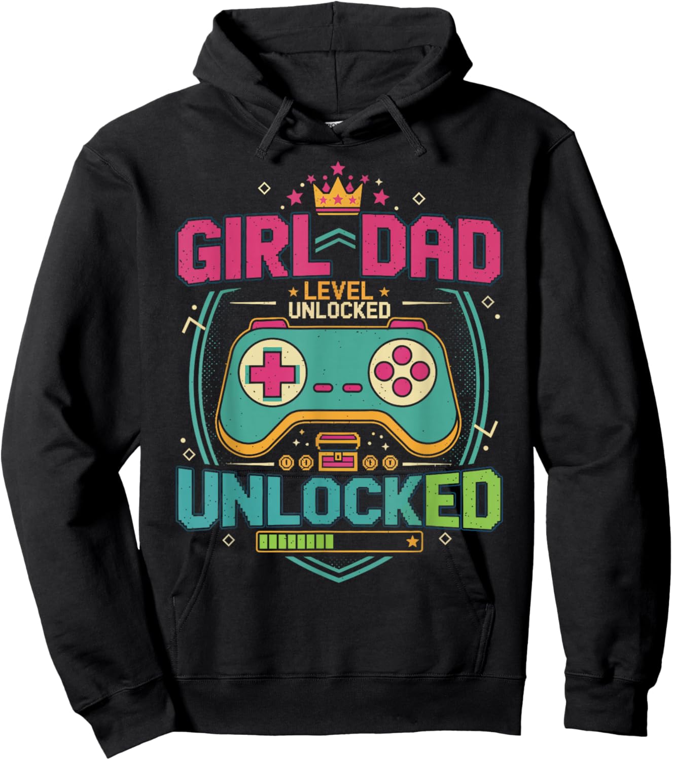 Girl Dad Level: Unlocked New Baby Girl Announcement Hoodie - Hoodie | Black