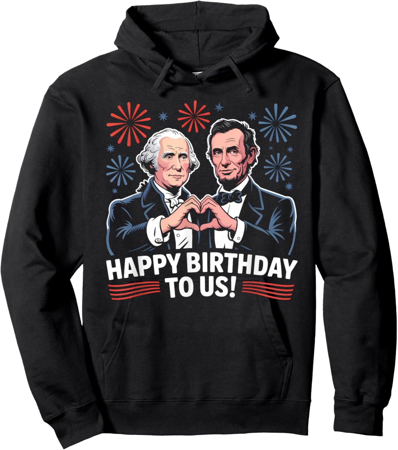 Funny George Washington Abraham Lincoln Birthday Presidents Hoodie - Hoodie | Black