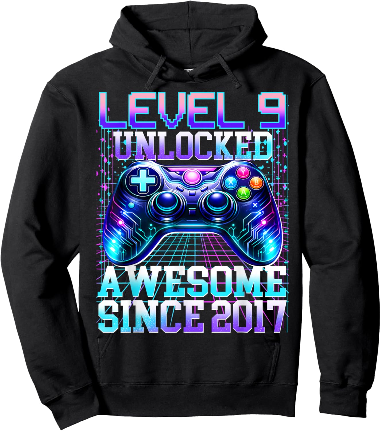 9th Birthday Boys Gamer Level 9 Unlocked Awesome 2017 Bday Hoodie - Hoodie | Black