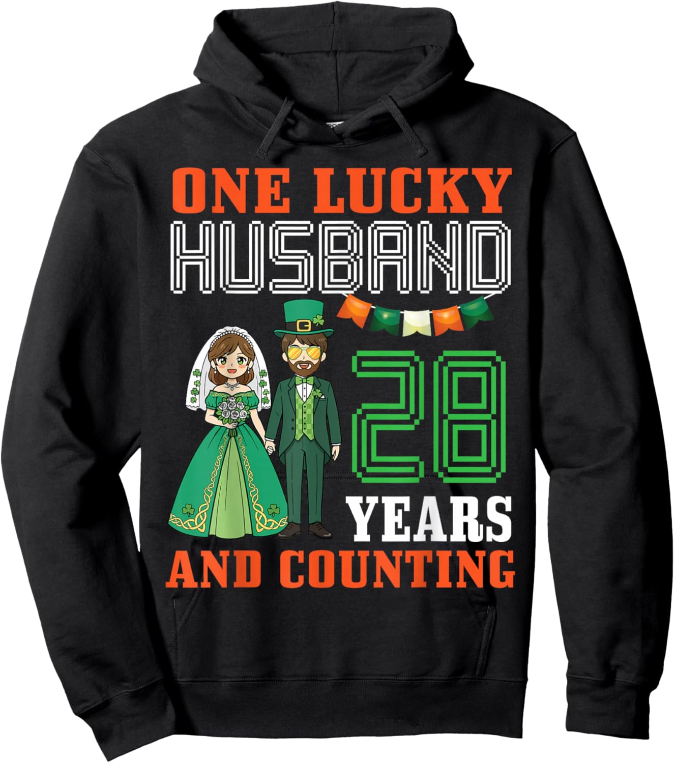 One Lucky Husband 28 Years and Counting St Patricks Day Wife Hoodie - Hoodie | Black