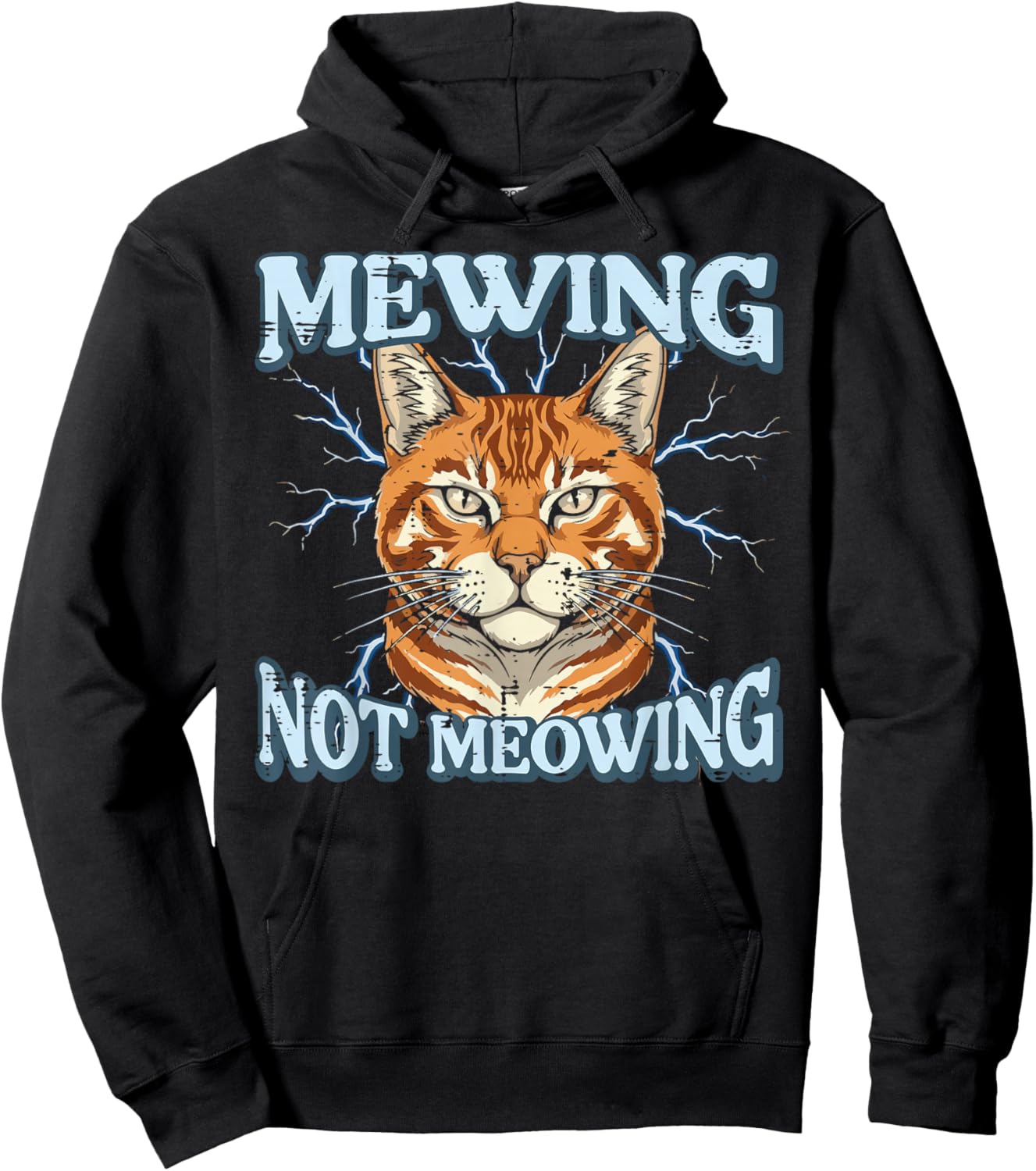 Orange Cat Mewing Not Meowing Funny Meme Men Women Kids Hoodie - Hoodie | Black
