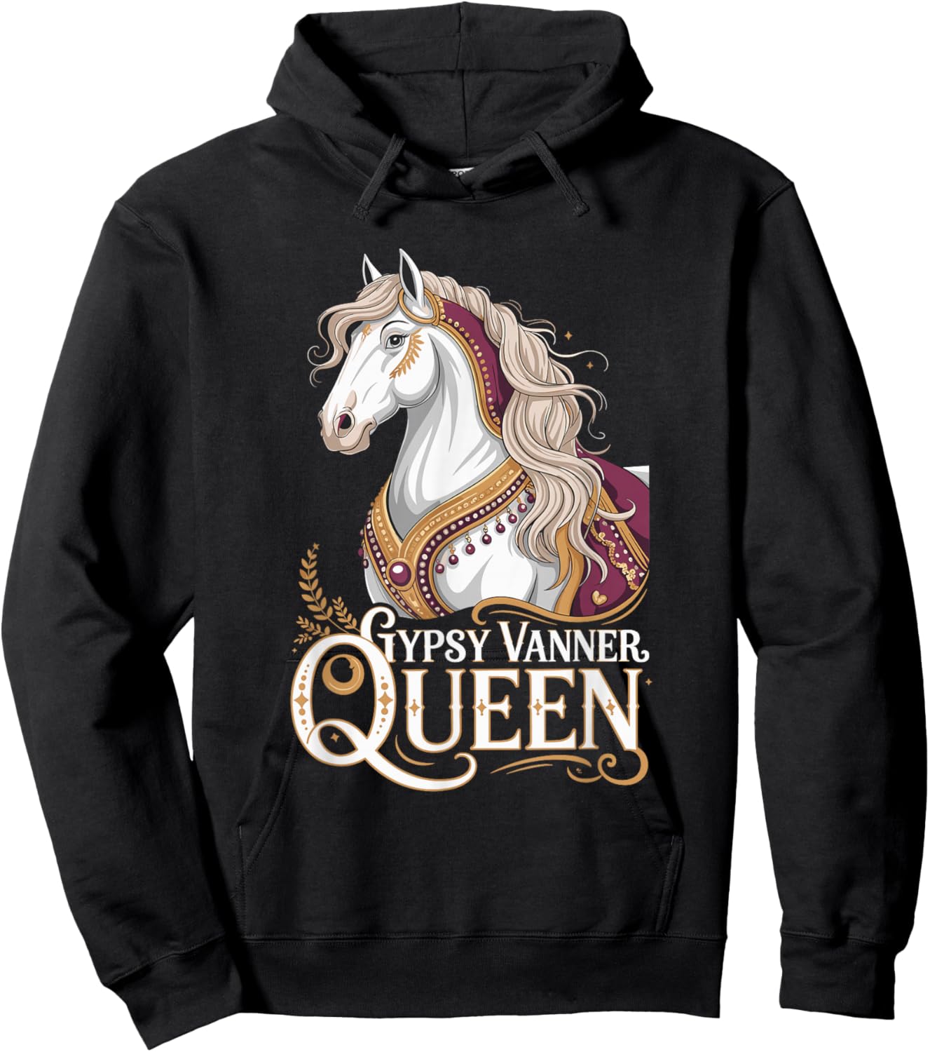 Gypsy Vanner Queen Horse Love Equestrian Hoodie - Hoodie | Black