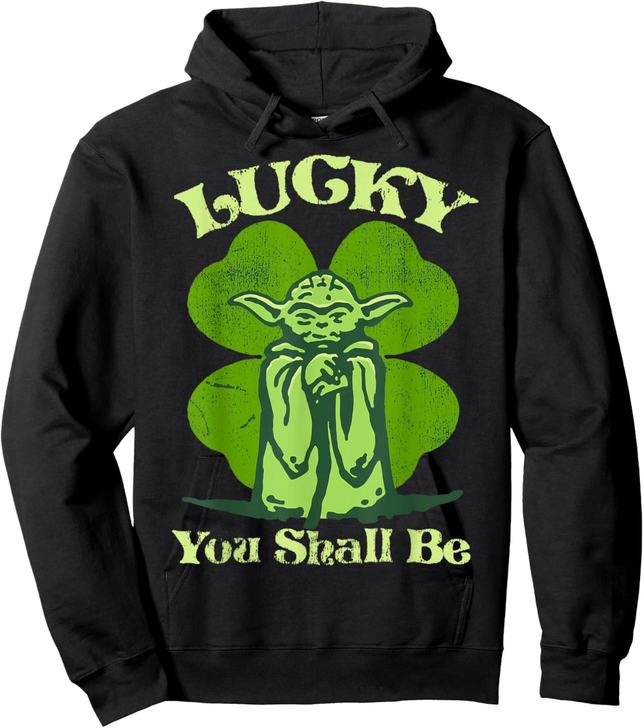 Star Wars St. Patrick's Day Lucky You Shall Be Yoda Clover Hoodie - Hoodie | Black