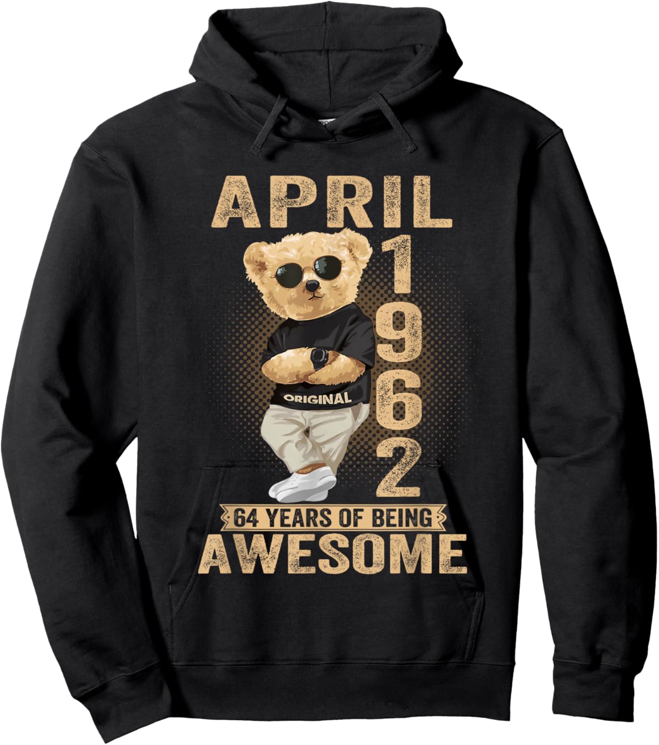 April 1962 64th Birthday 2026 Women 64 Years Teddy Bear Hoodie - Hoodie | Black