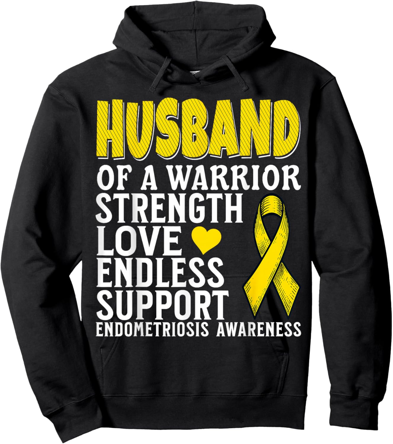 Husband of a Warrior Endometriosis Awareness Support Gifts Hoodie - Hoodie | Black