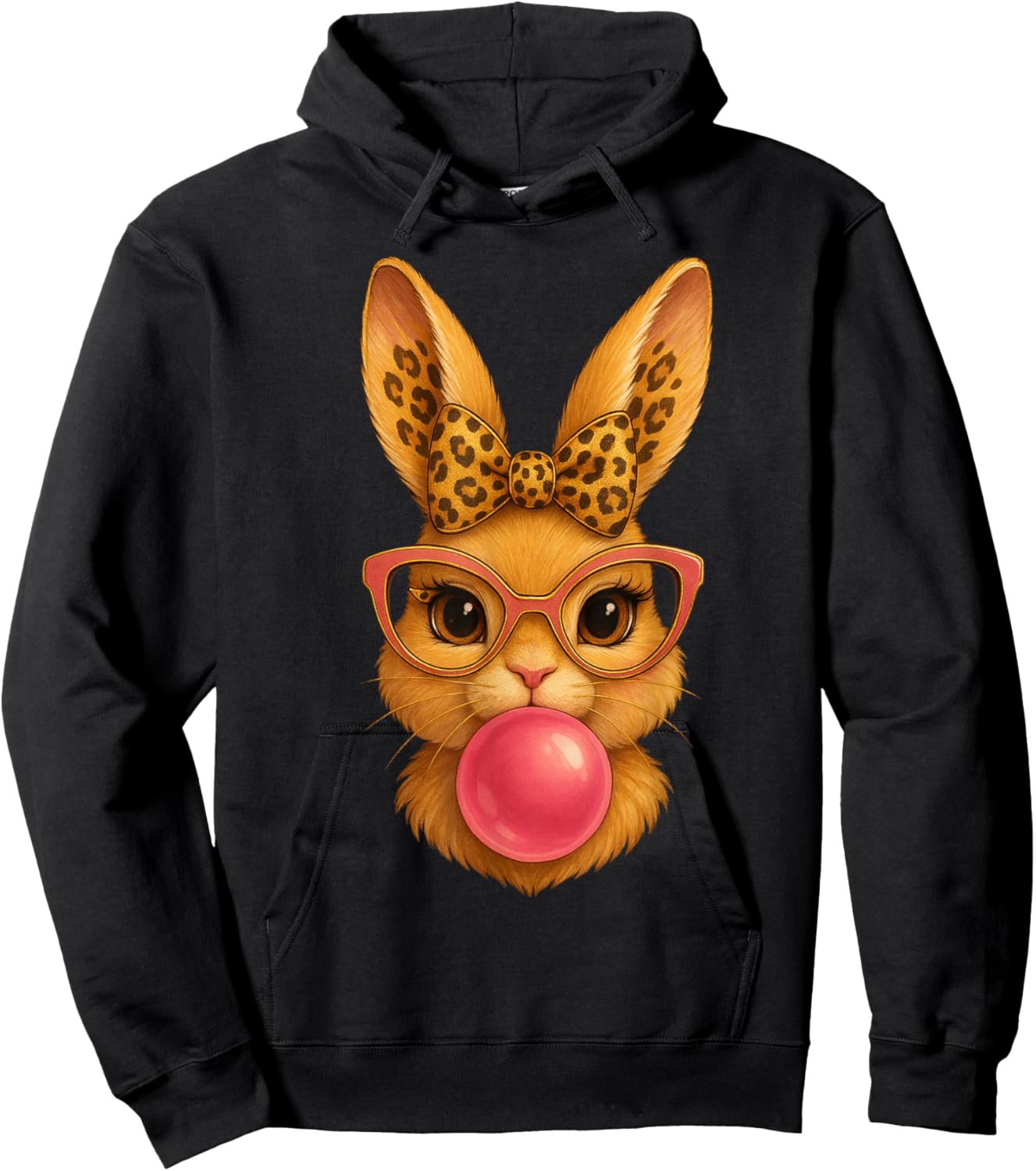 Happy Easter Bunny Coquette Bow Easter Rabbit Girls Women Hoodie - Hoodie | Black