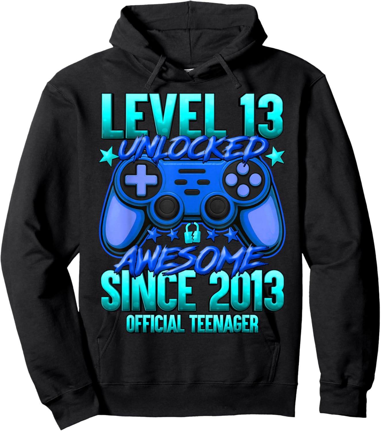 Official Teenager Level 13 Unlocked Boys 13th Birthday Boy Hoodie - Hoodie | Black
