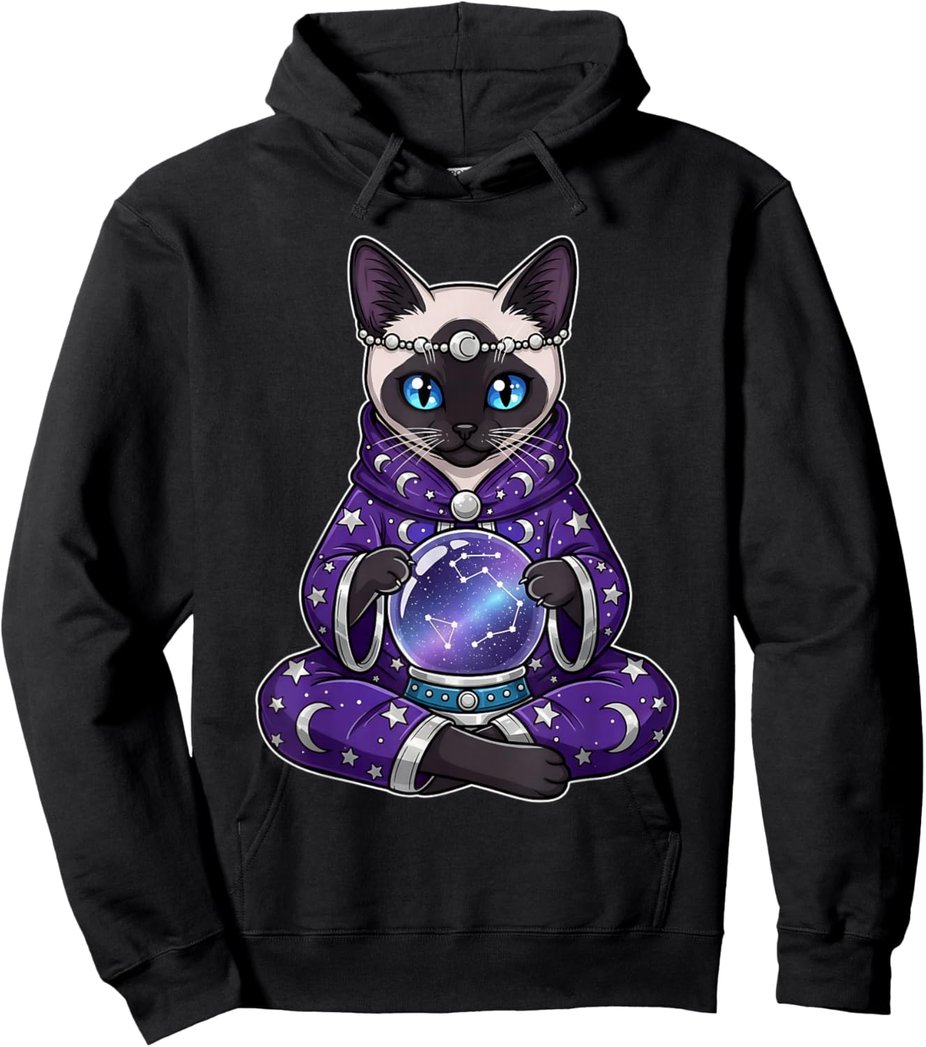 Celestial Cat Oracle Tarot Card Mystical Cats Hoodie - Hoodie | Black