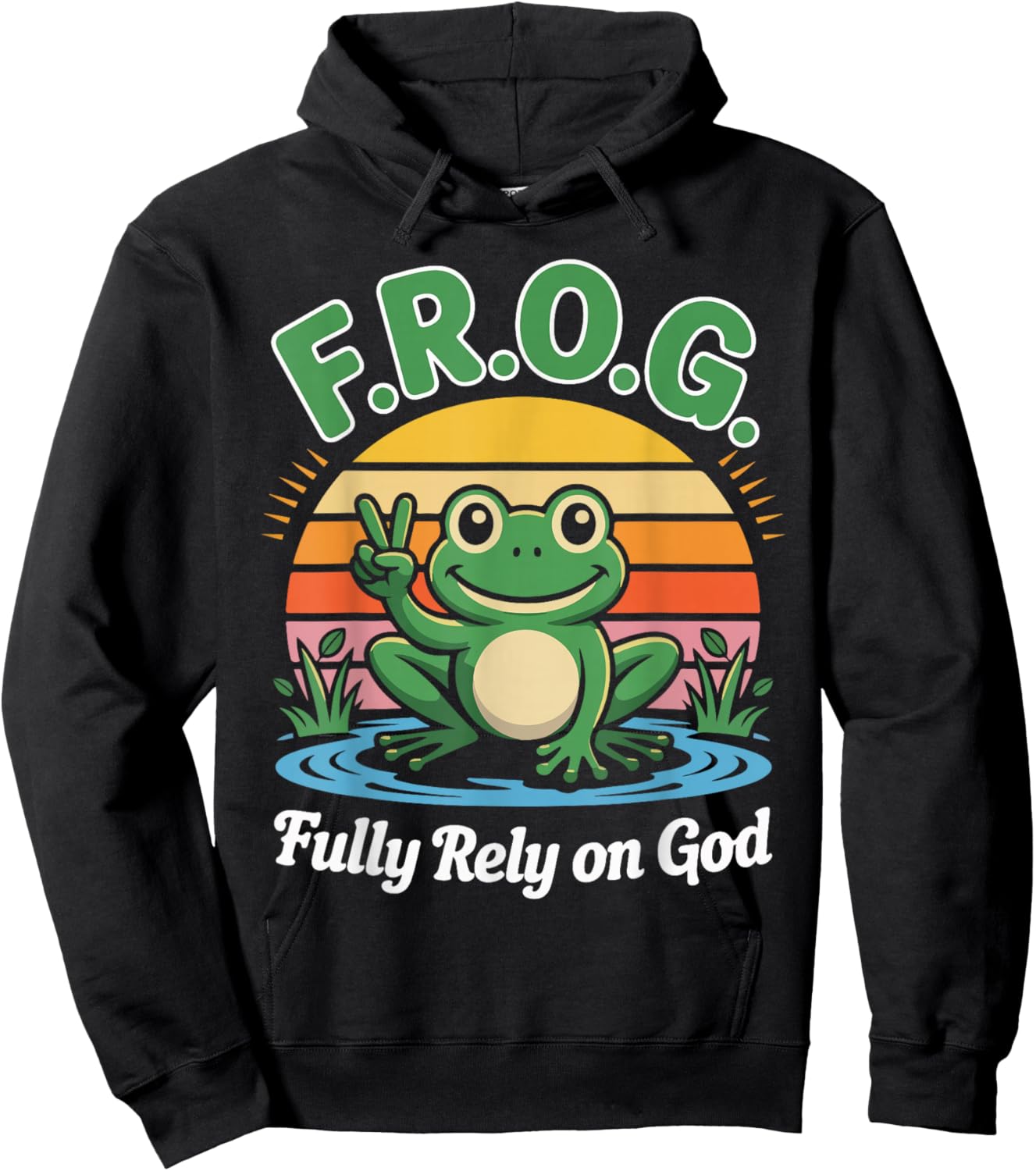 F.R.O.G. Fully Rely On God Peaceful Frog Hoodie - Hoodie | Black