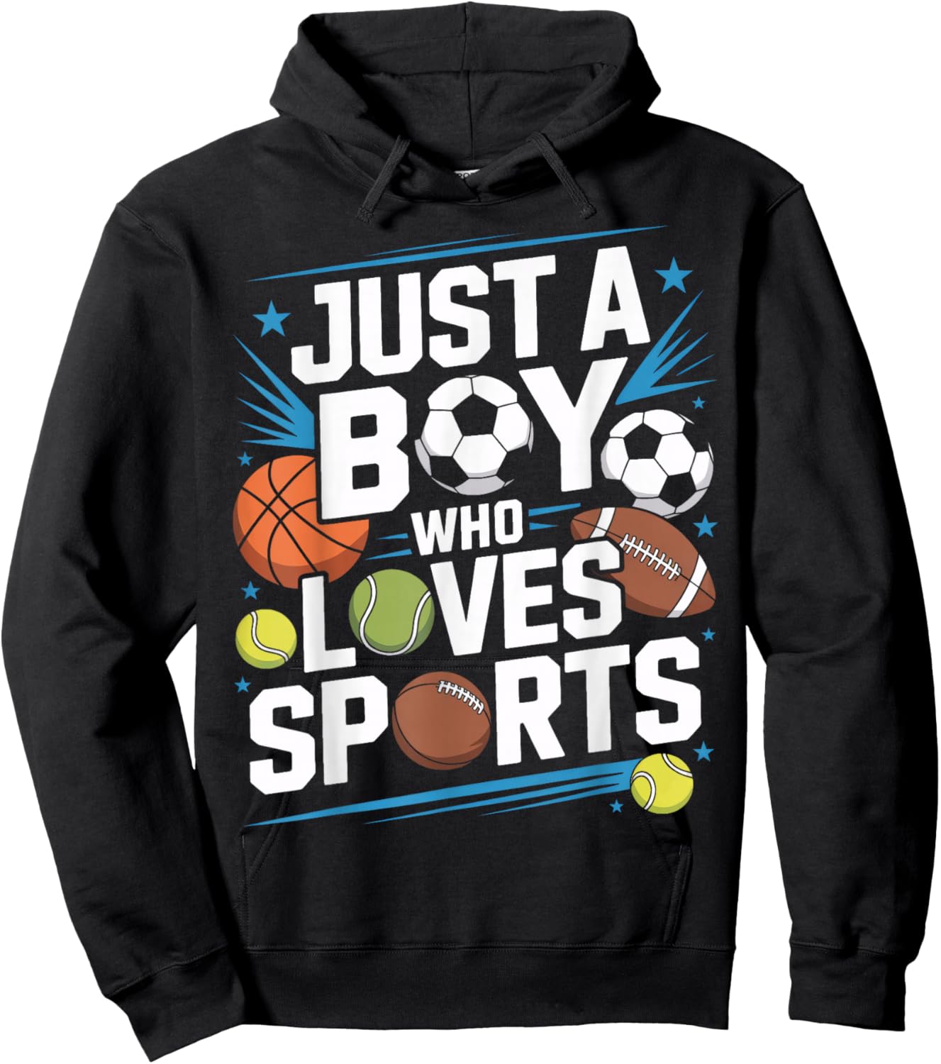 Just A Boy Who Loves Sports for Youth Sports Fans Hoodie - Hoodie | Black