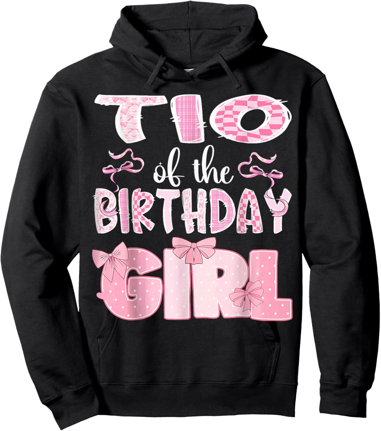 TIO of The Birthday Girl Family Pink Coquette Bow Hoodie - Hoodie | Black